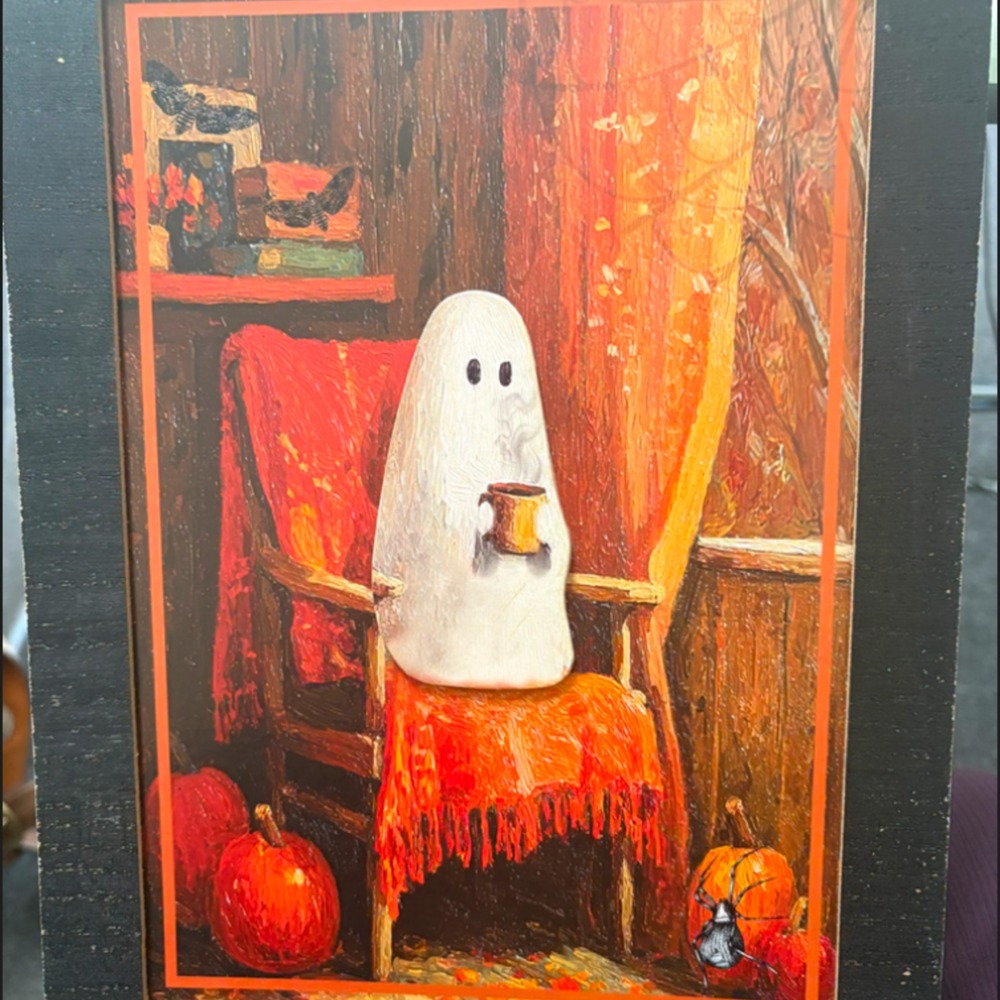 Cozy Ghost Halloween Framed Art